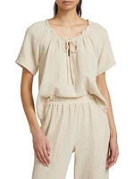 Judith Drawstring Scoopneck Top