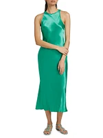 Solene Satin Bias-Cut Midi-Dress