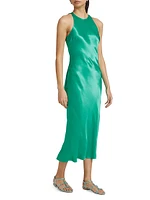 Solene Satin Bias-Cut Midi-Dress