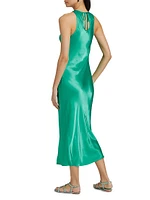 Solene Satin Bias-Cut Midi-Dress