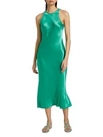 Solene Satin Bias-Cut Midi-Dress