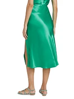 Maya Satin Bias-Cut Midi-Skirt