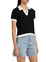 Arya Cotton-Blend Knit Polo Shirt