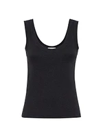 Stretch Cotton Ribbed Jersey Top with Shiny Tab