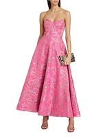 Amelia Floral Strapless Corset Maxi Dress