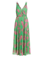 Mina Floral Pleated Surplice Midi Dress