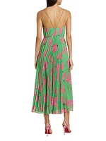 Mina Floral Pleated Surplice Midi Dress