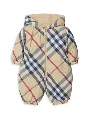 Baby's Check Puffer Hooded Coveralls