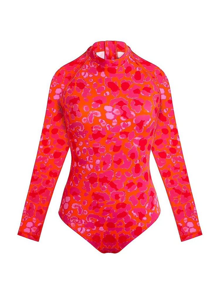 New Leopard Neoprene Rashguard Bodysuit