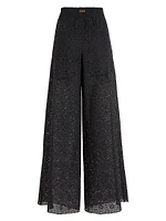 Broderie Anglaise Cotton Wide-Leg Trousers