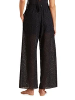 Broderie Anglaise Cotton Wide-Leg Trousers