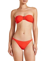 Vichy Waffle-Knit Bandeau Bikini Top