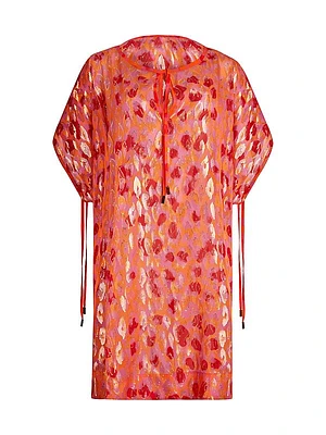 New Leopard Jacquard Short-Sleeve Minidress