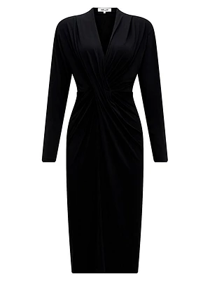 Sylvia Twist-Front Jersey Midi-Dress