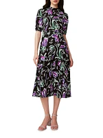 Nella Floral Short-Sleeve Midi-Dress