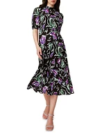 Nella Floral Short-Sleeve Midi-Dress