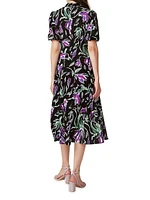 Nella Floral Short-Sleeve Midi-Dress