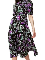 Nella Floral Short-Sleeve Midi-Dress