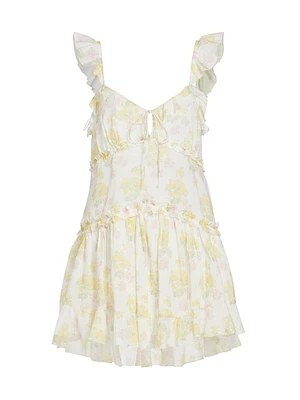 Frista Floral Cotton Ruffled Minidress