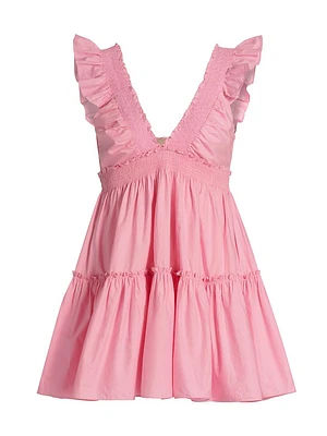 Poplar Smocked Cotton Sleeveless Minidress