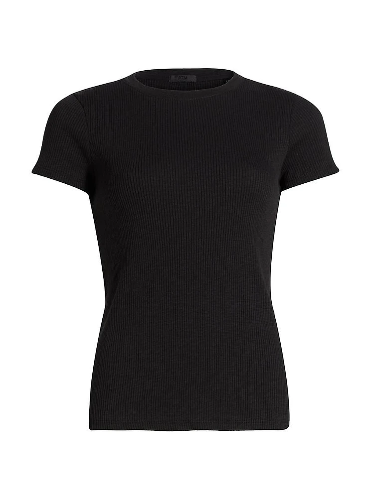 Rib-Knit Short-Sleeve T-Shirt