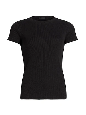 Rib-Knit Short-Sleeve T-Shirt