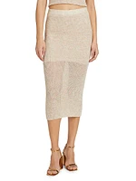 Space-Dyed Cotton-Blend Midi-Skirt