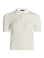 Striped Rib-Knit Polo Shirt