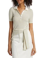 Striped Rib-Knit Polo Shirt