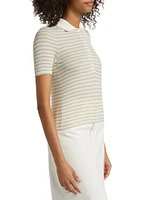 Striped Rib-Knit Polo Shirt