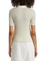 Striped Rib-Knit Polo Shirt