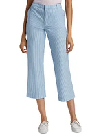 Striped Cotton Cropped Pants