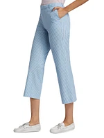 Striped Cotton Cropped Pants