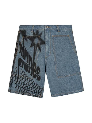 Graphic Logo Denim Shorts