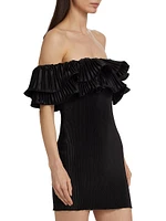 Off-The-Shoulder Pleated Minidress