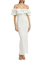 Debut Ruffled Plissé Maxi Dress