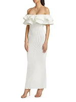 Debut Ruffled Plissé Maxi Dress