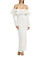 Debut Ruffled Plissé Maxi Dress