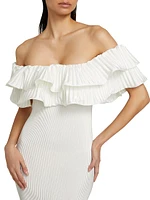 Debut Ruffled Plissé Maxi Dress