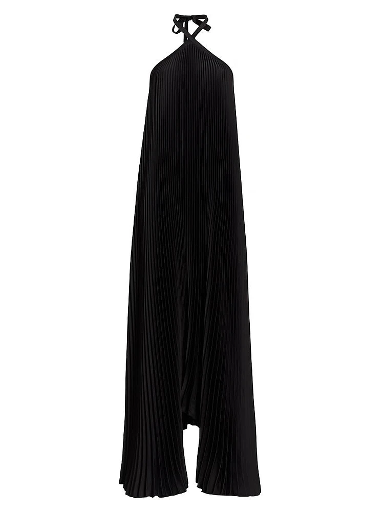 Pleated Halter Gown