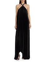 Pleated Halter Gown