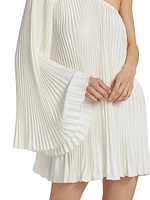 One-Shoulder Pleated Minidress