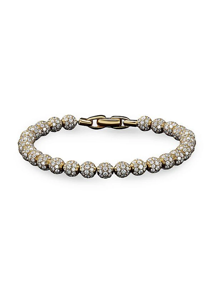 Spiritual Beads Bracelet in 18K Yellow Gold and Pavé Diamonds, 6mm