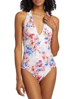 Summer Days Eyelet Cross-Back One-Piece Swimsuit