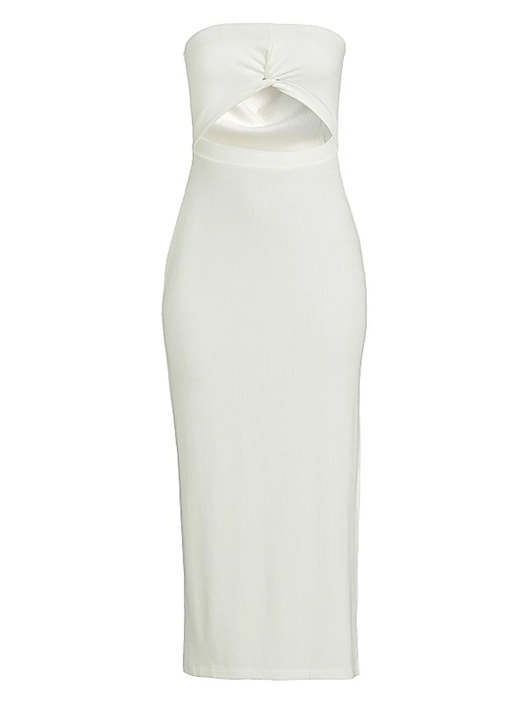 Kierra Strapless Cut-Out Knit Midi-Dress
