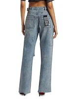 Paradise Lost Low-Rider Tuck Frayed Jeans