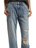 Paradise Lost Low-Rider Tuck Frayed Jeans