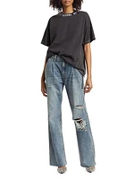 Paradise Lost Low-Rider Tuck Frayed Jeans