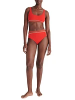 Plouf Colorblocked High-Waisted Bikini Briefs