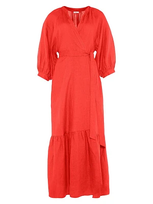 Joie Linen Tie-Waist Maxi Dress